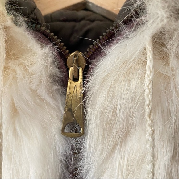 Vintage Rabbit Fur Coat Little Girls Kids Winter Hooded Jacket Cream 4 5 6 - Picture 10 of 11